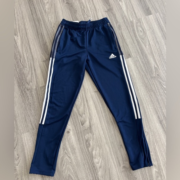 Adidas Kids Blue tiro Joggers with White Stripes - Picture 1 of 5